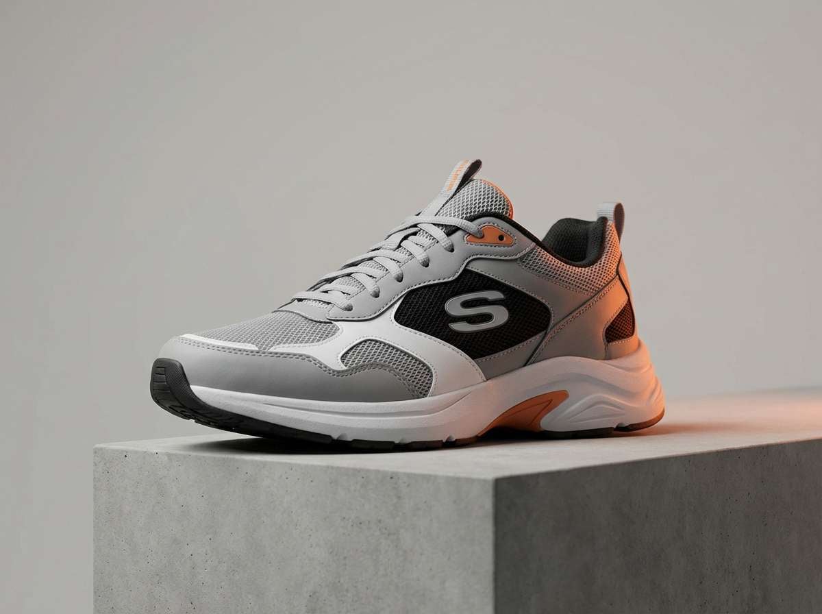 sneaker ad with orange accents