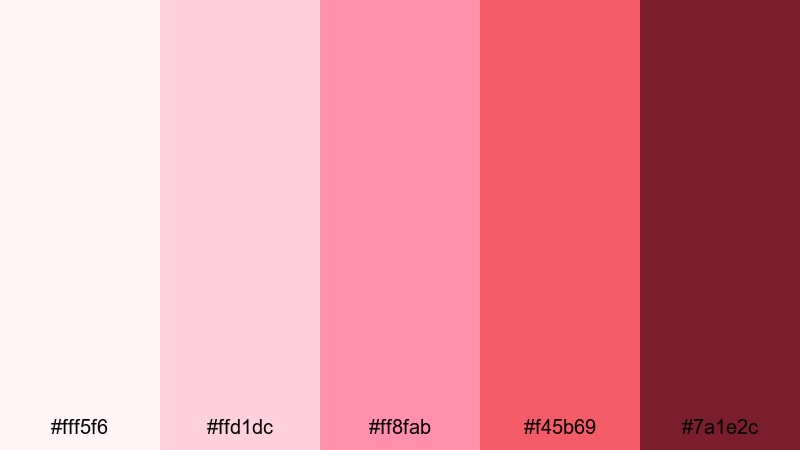 valentine blush color palette with hex codes