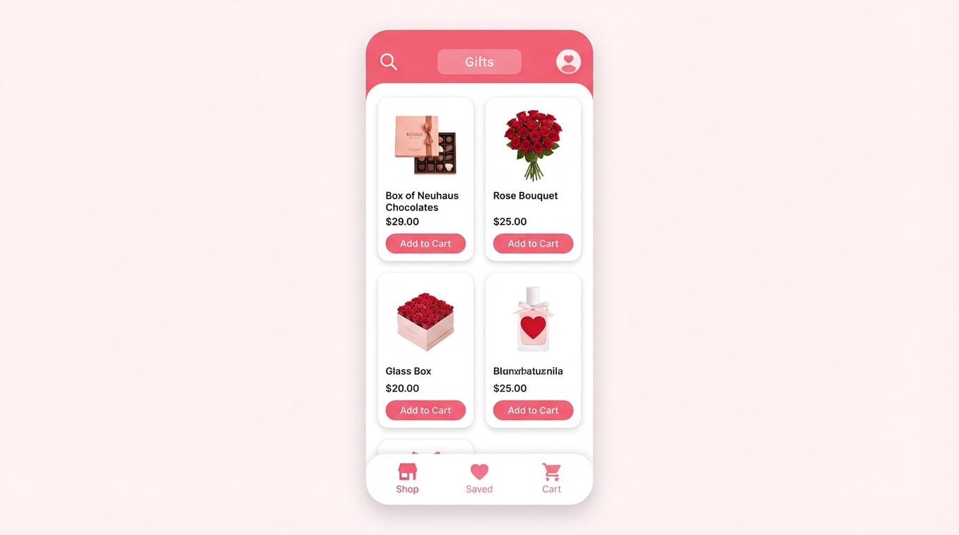 valentines app ui