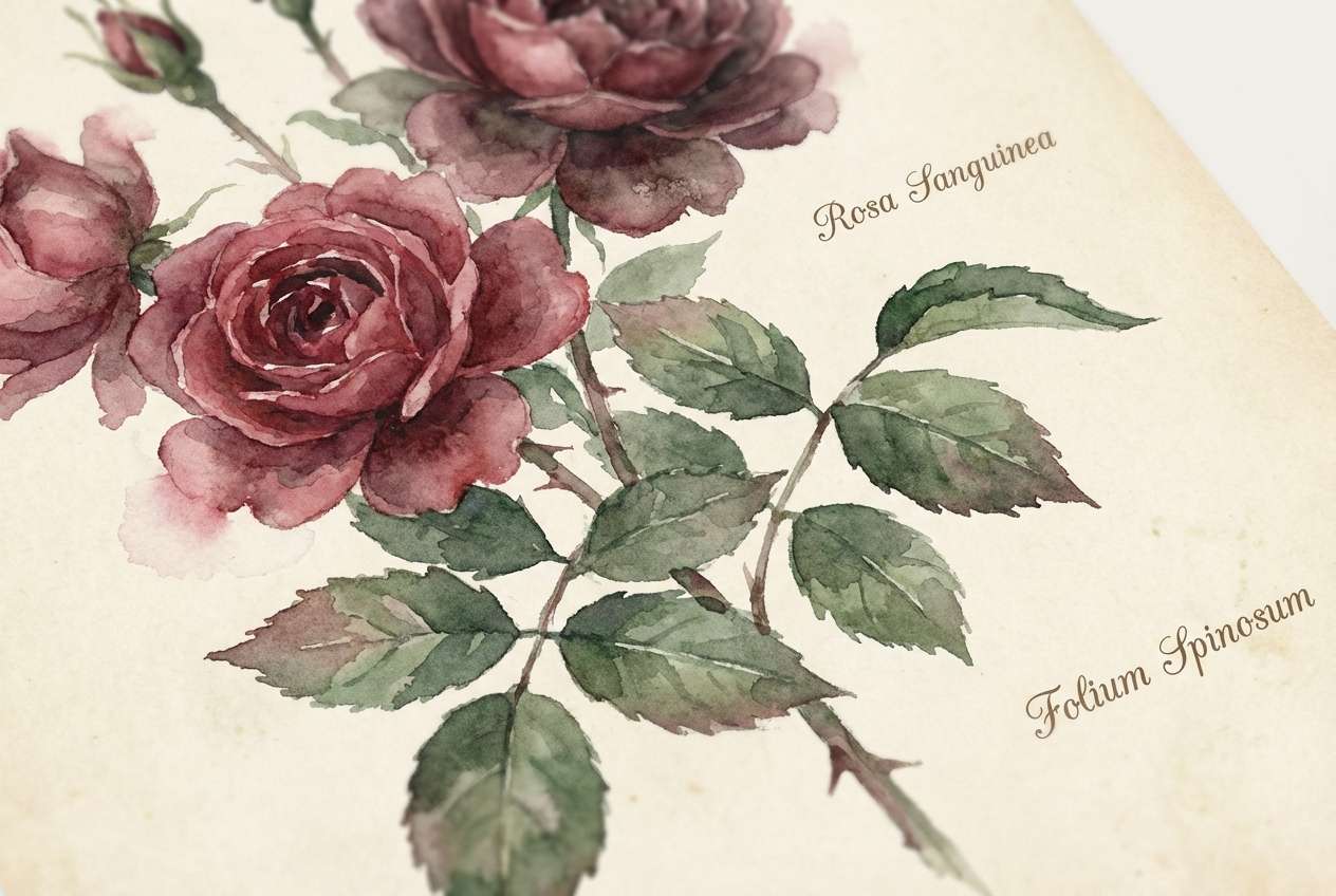 watercolor rose botanical print