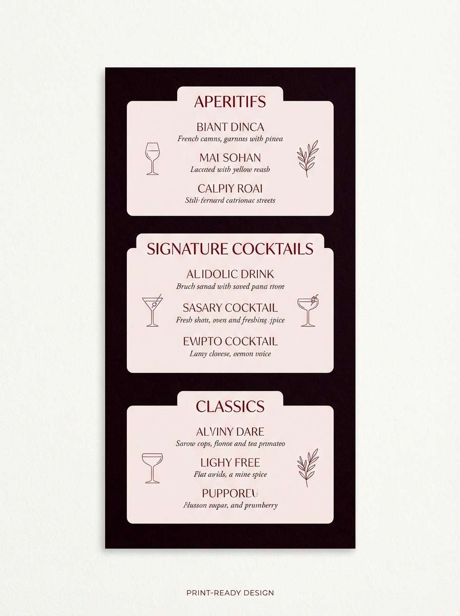 cocktail menu layout