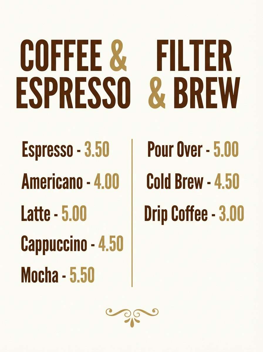 coffee menu poster layout