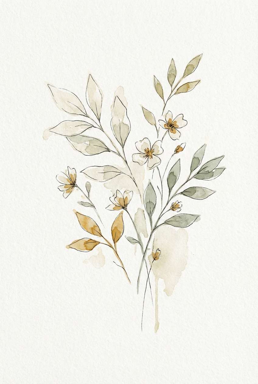 botanical watercolor leaf print