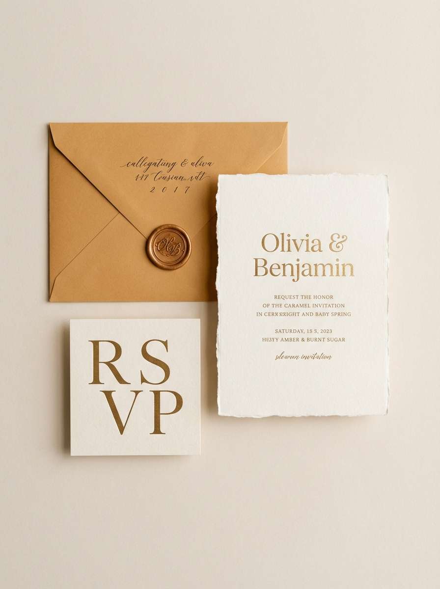 warm wedding invitation suite