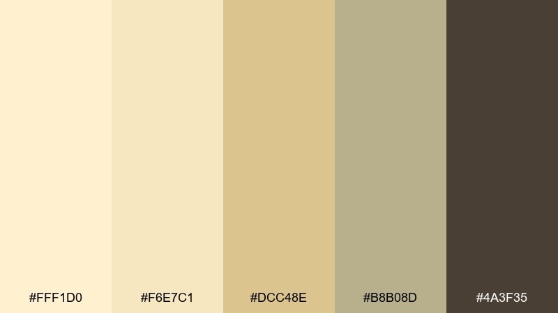 vanilla cream food color palette with hex codes