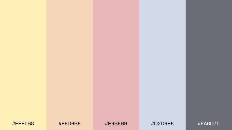 vanilla peach glow color palette with hex codes