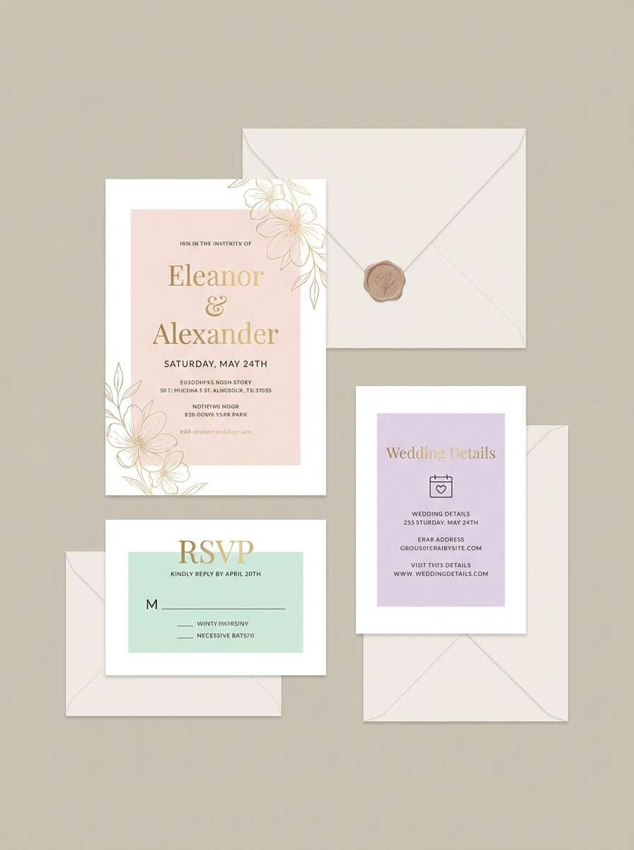 vanilla peach invitation