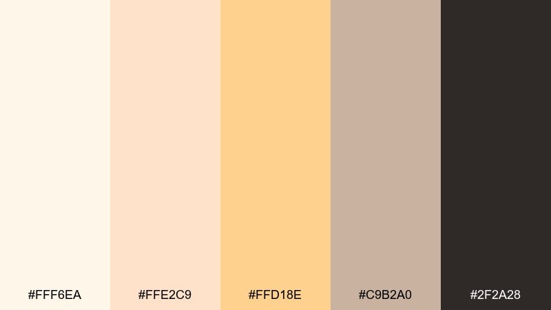 vanilla peach minimal peach yellow color palette with hex codes