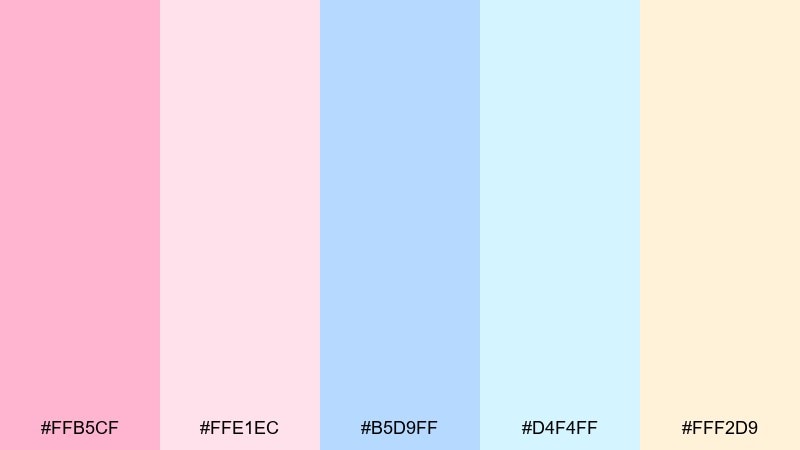 vanilla pink float cotton candy color palette with hex codes