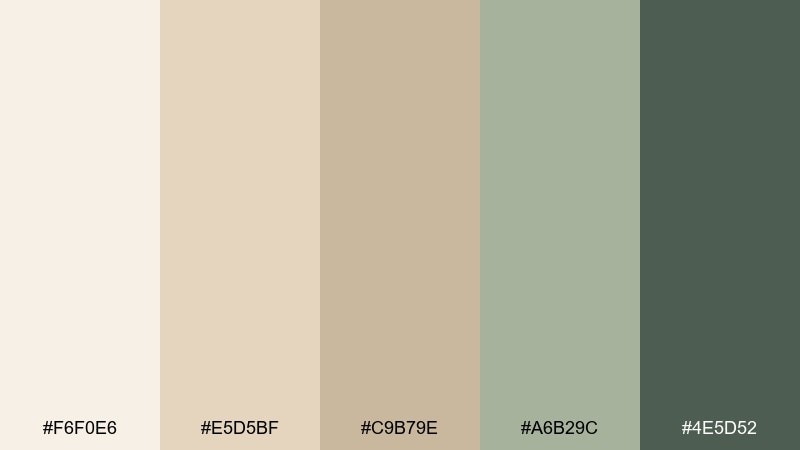vanilla sage calm cream beige color palette with hex codes
