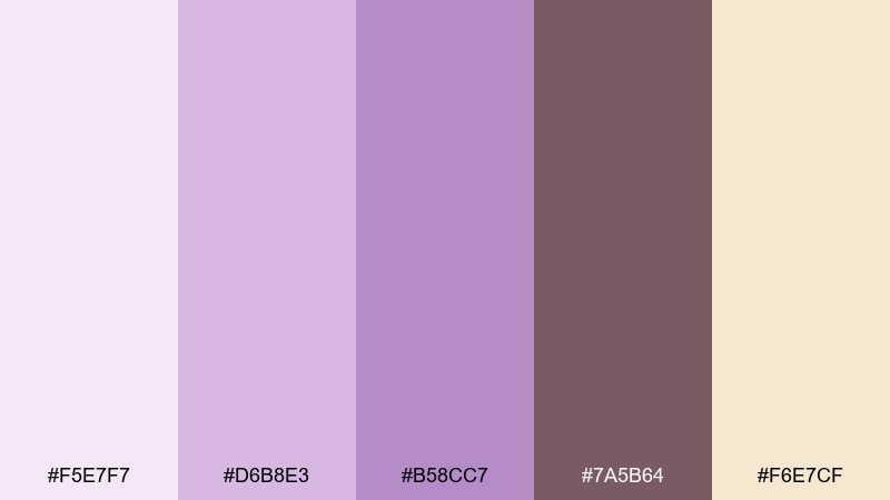 vanilla violet latte color palette with hex codes