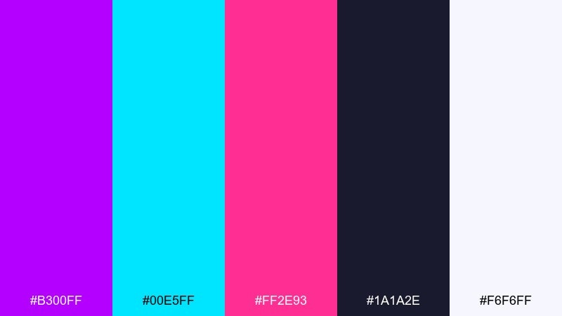 vaporwave glow electric purple color palette with hex codes
