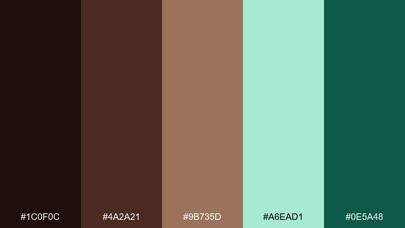 velvet-emerald-cocoa chocolate mint color palette with hex codes