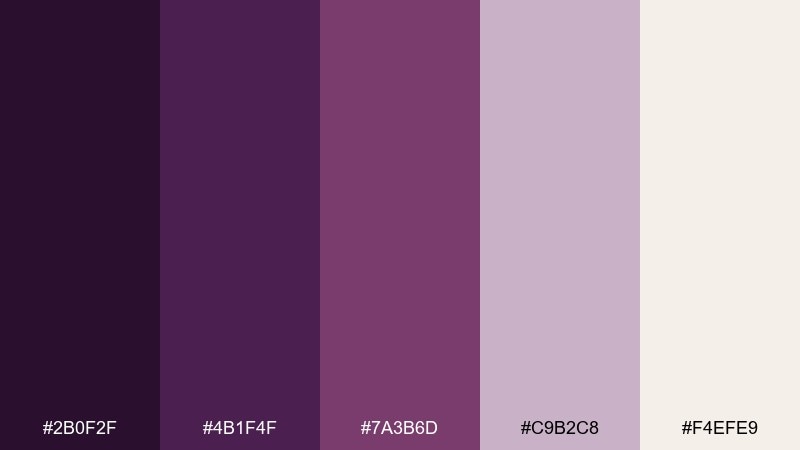 velvet nightfall eggplant color palette with hex codes
