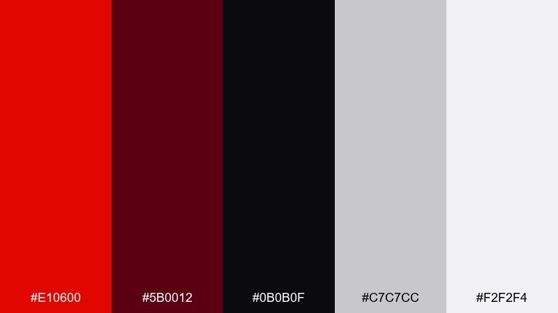 velvet noir accent color palette with hex codes