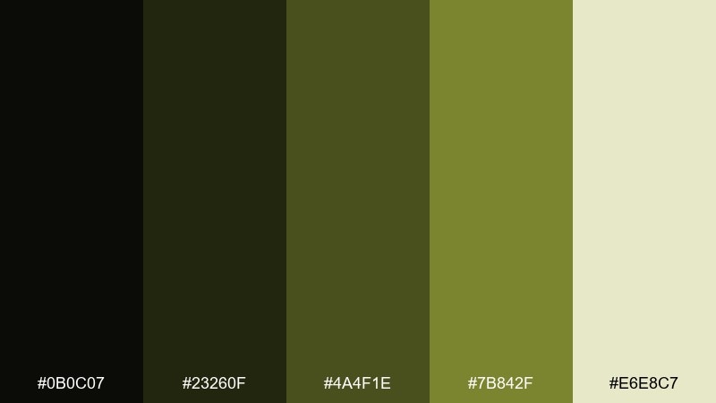 velvet olive dusk color palette with hex codes