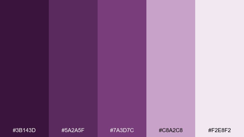 velvet orchid evening purple plum color palette with hex codes