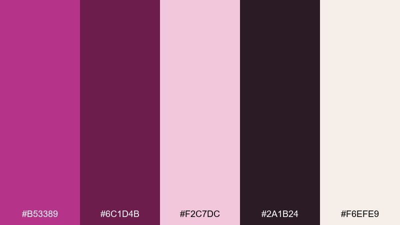 velvet orchid fandango color palette with hex codes
