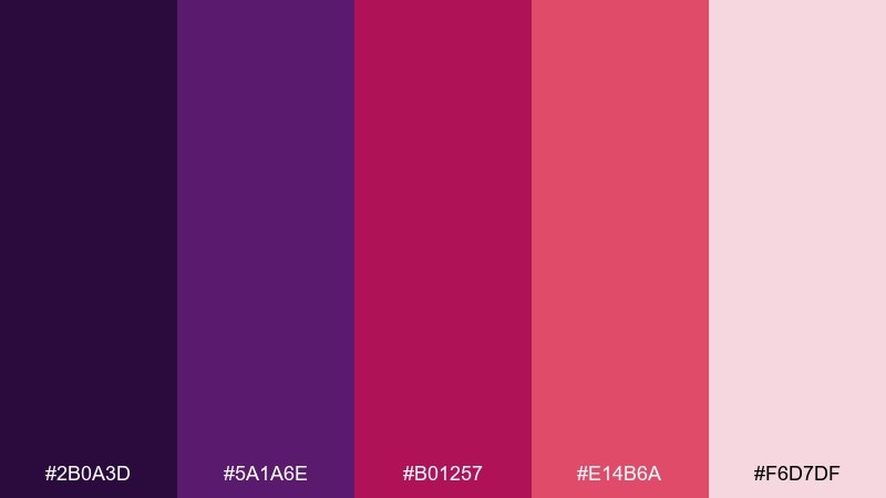 velvet orchid color palette with hex codes