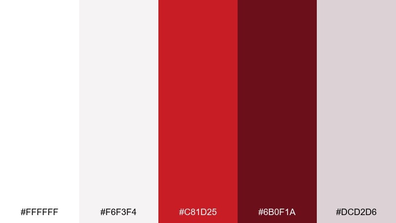 velvet red minimal color palette with hex codes
