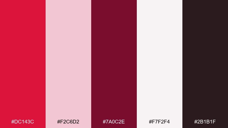 velvet rose crimson color palette with hex codes