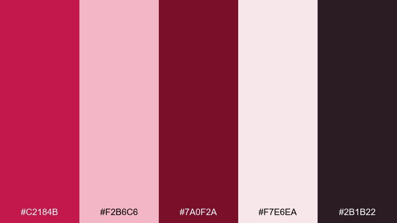 velvet rose rose red color palette with hex codes