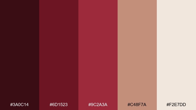 velvet rosewood color palette with hex codes