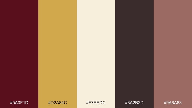 velvet vineyard gold burgundy color palette with hex codes