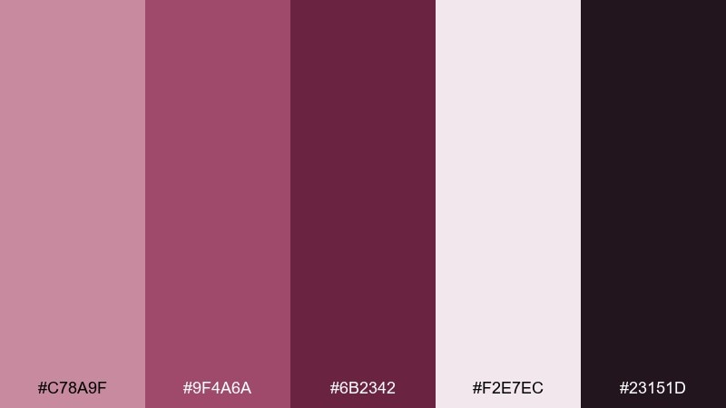 velvet wine color palette with hex codes