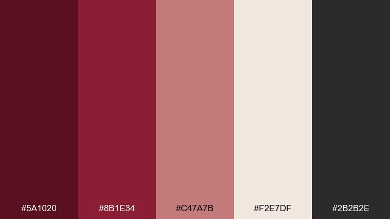 velvet wine red burgundy color palette with hex codes