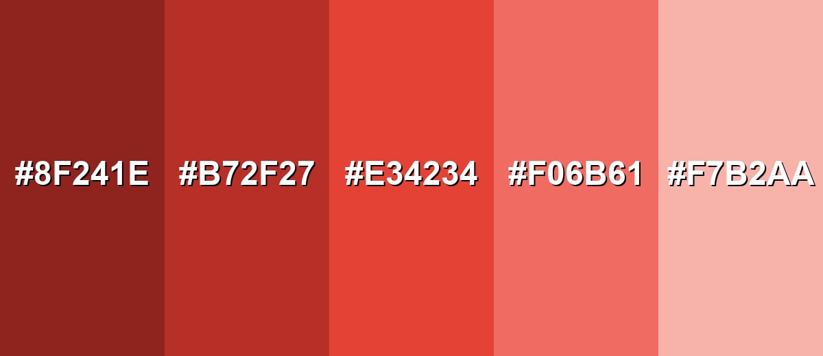 shades and variations of vermilion-color