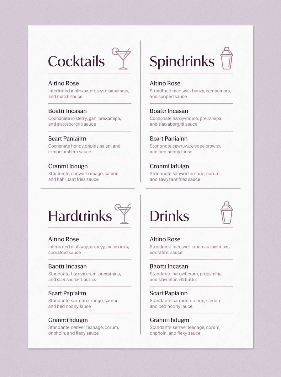 plum cocktail menu design