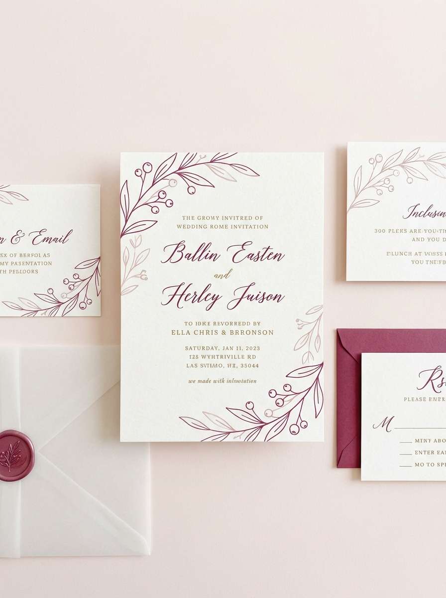 berry blush wedding invite