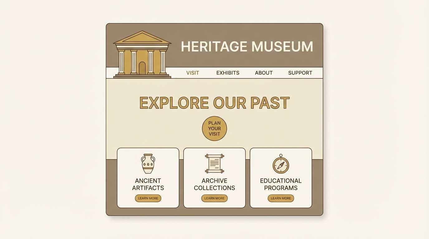 heritage landing page mockup