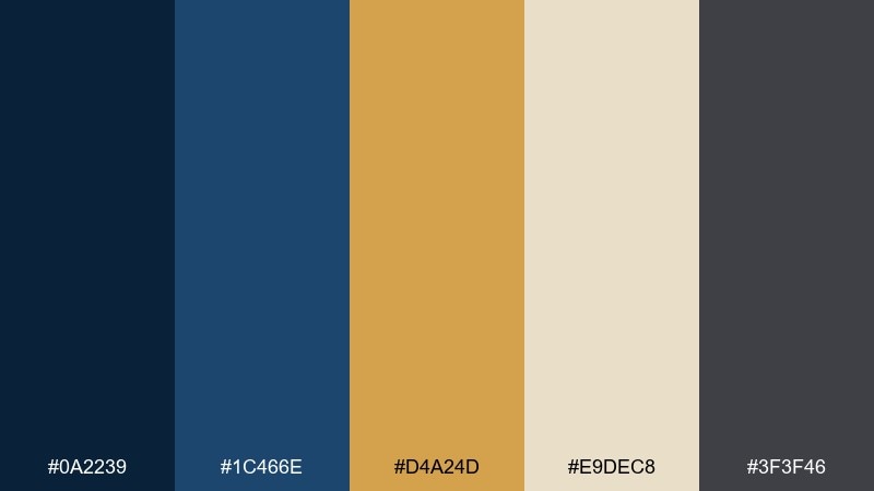 vintage compass gold dark blue color palette with hex codes