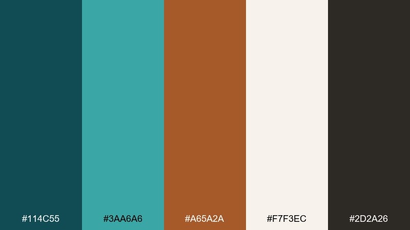 vintage compass teal copper color palette with hex codes