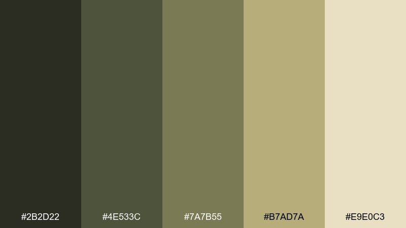 vintage fatigues army color palette with hex codes