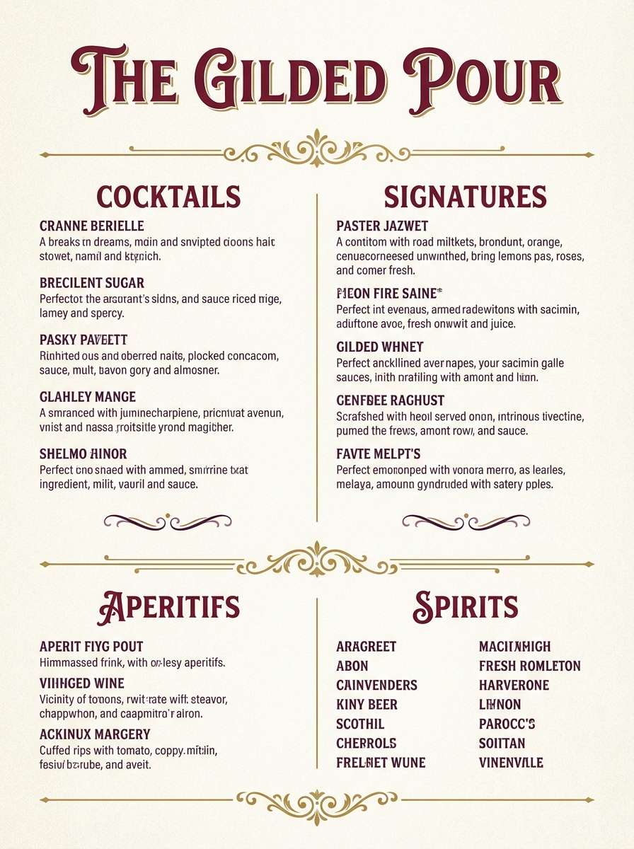 cocktail menu layout