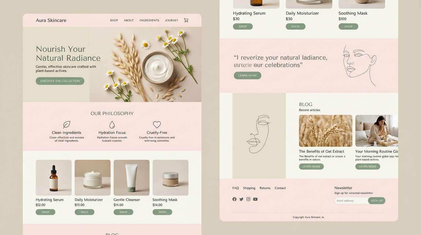 skincare ui landing page