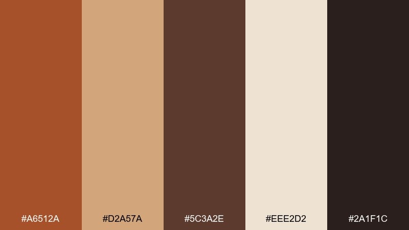 vintage leatherbound copper rust color palette with hex codes