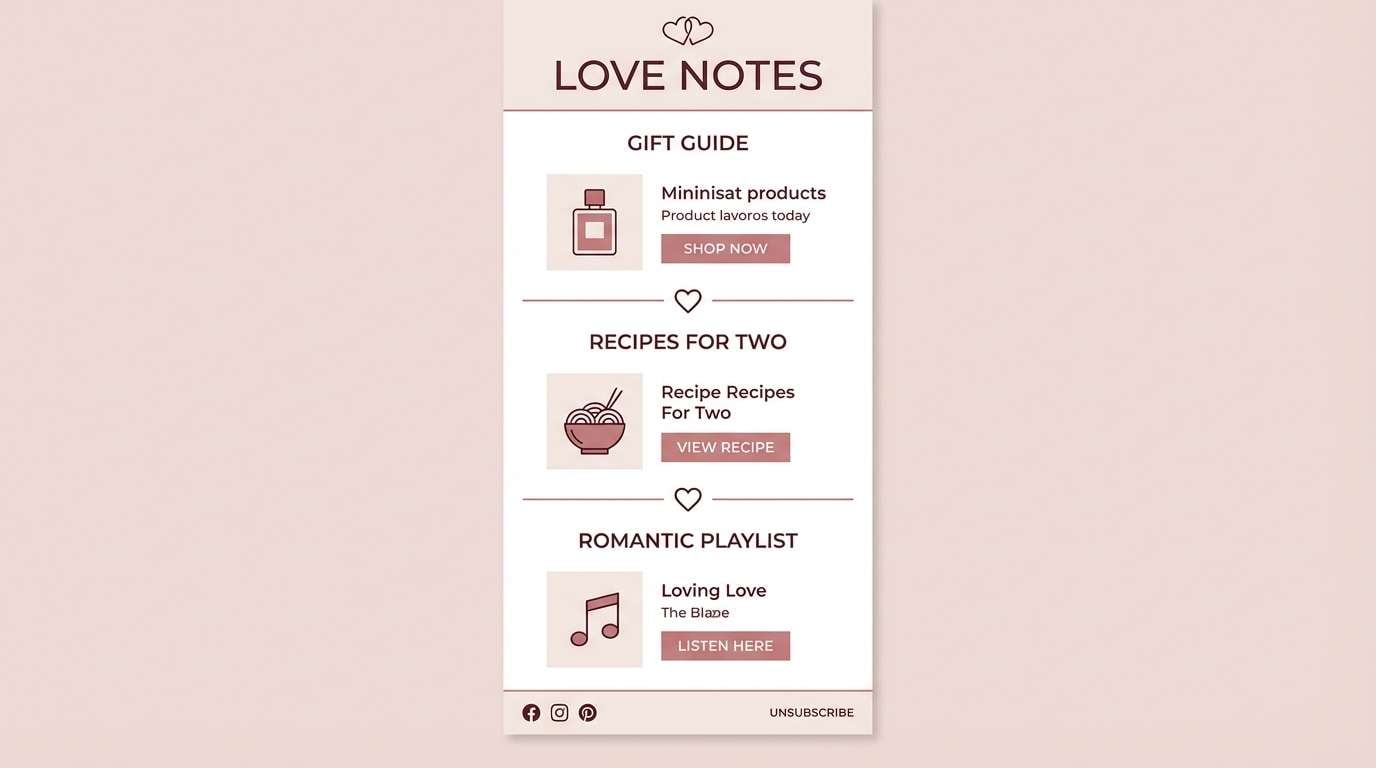 email layout in vintage maroon