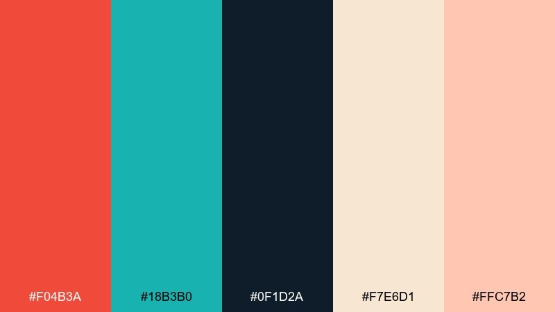vintage motel sign red turquoise color palette with hex codes
