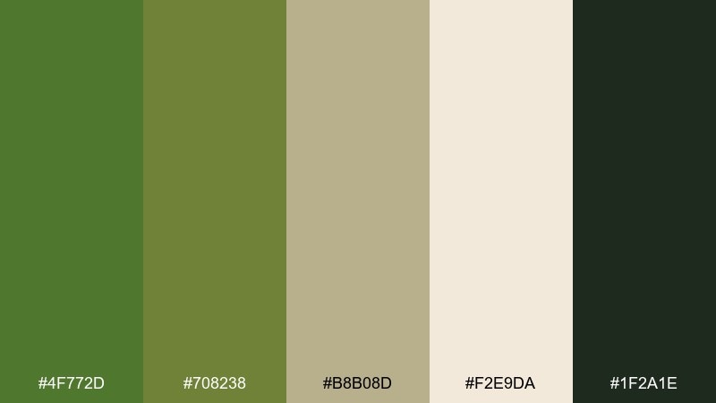 vintage olive sap green color palette with hex codes