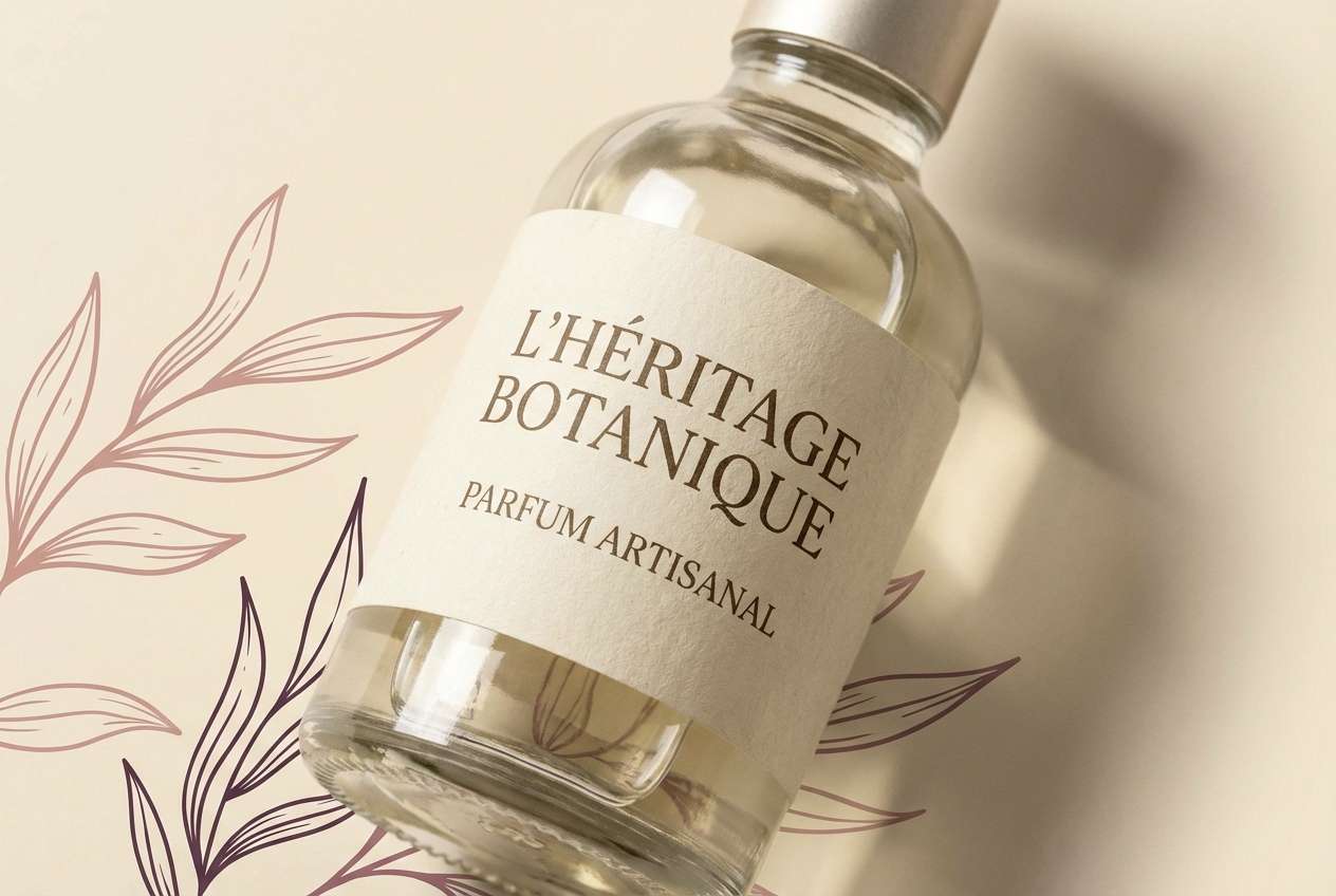 vintage perfume label shot