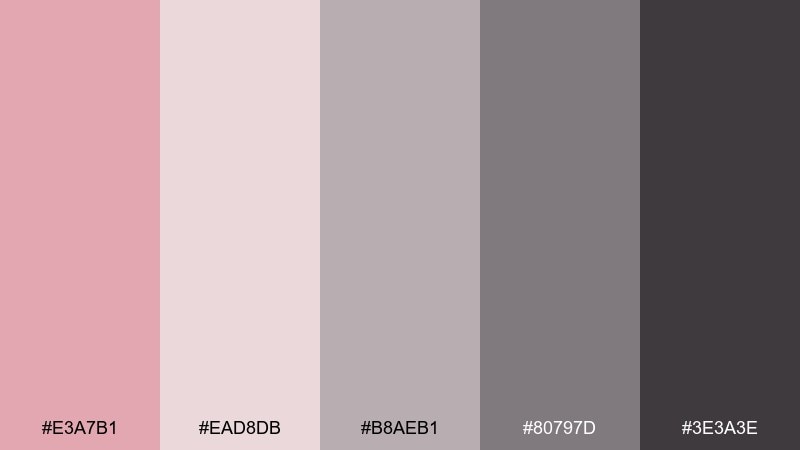 vintage pink cement color palette with hex codes