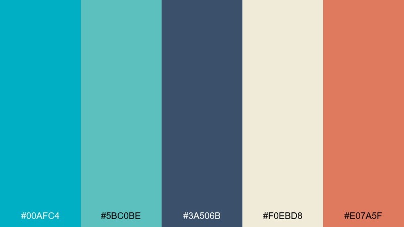 vintage pool tile color palette with hex codes