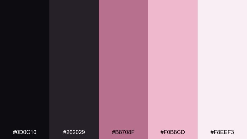vintage rose noir color palette with hex codes