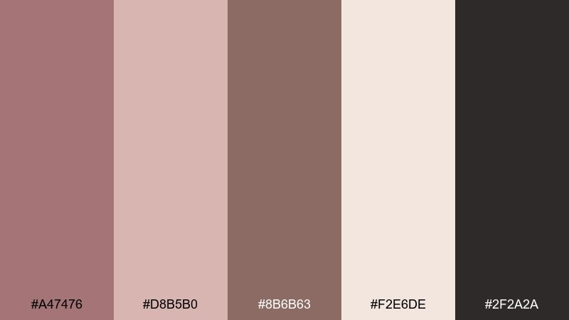 vintage rosewood rose taupe color palette with hex codes
