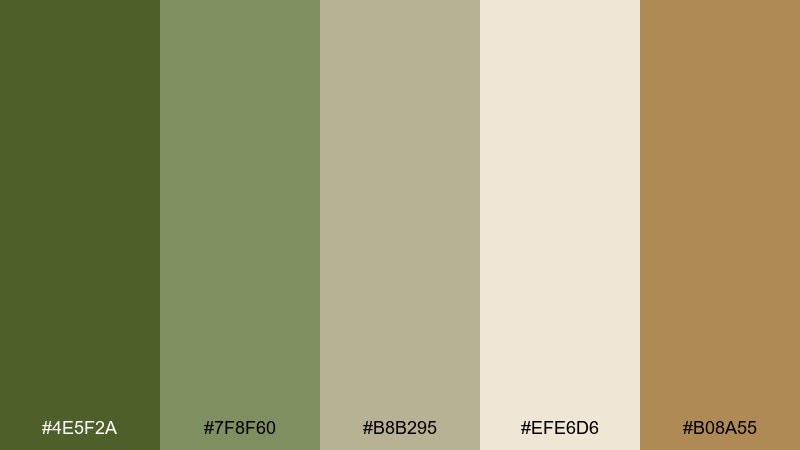 vintage safari green khaki color palette with hex codes