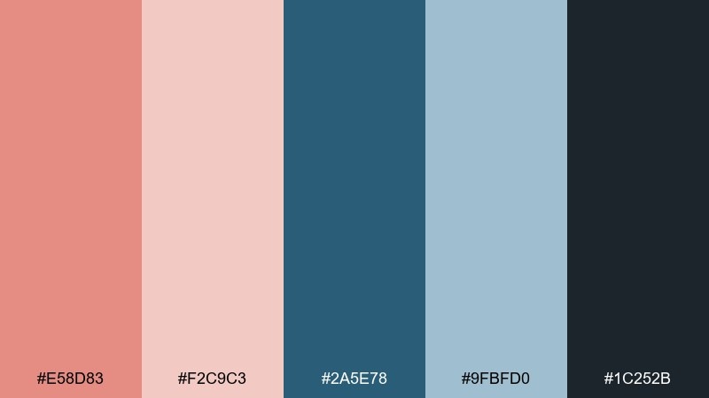 vintage salmon nautical blue salmon color palette with hex codes